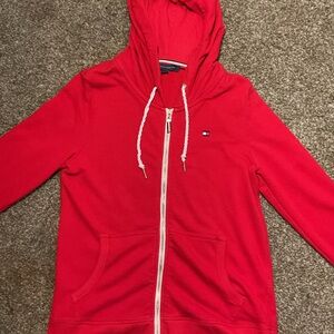 Tommy Hilfiger Classic Red Zip-Up Hoodie